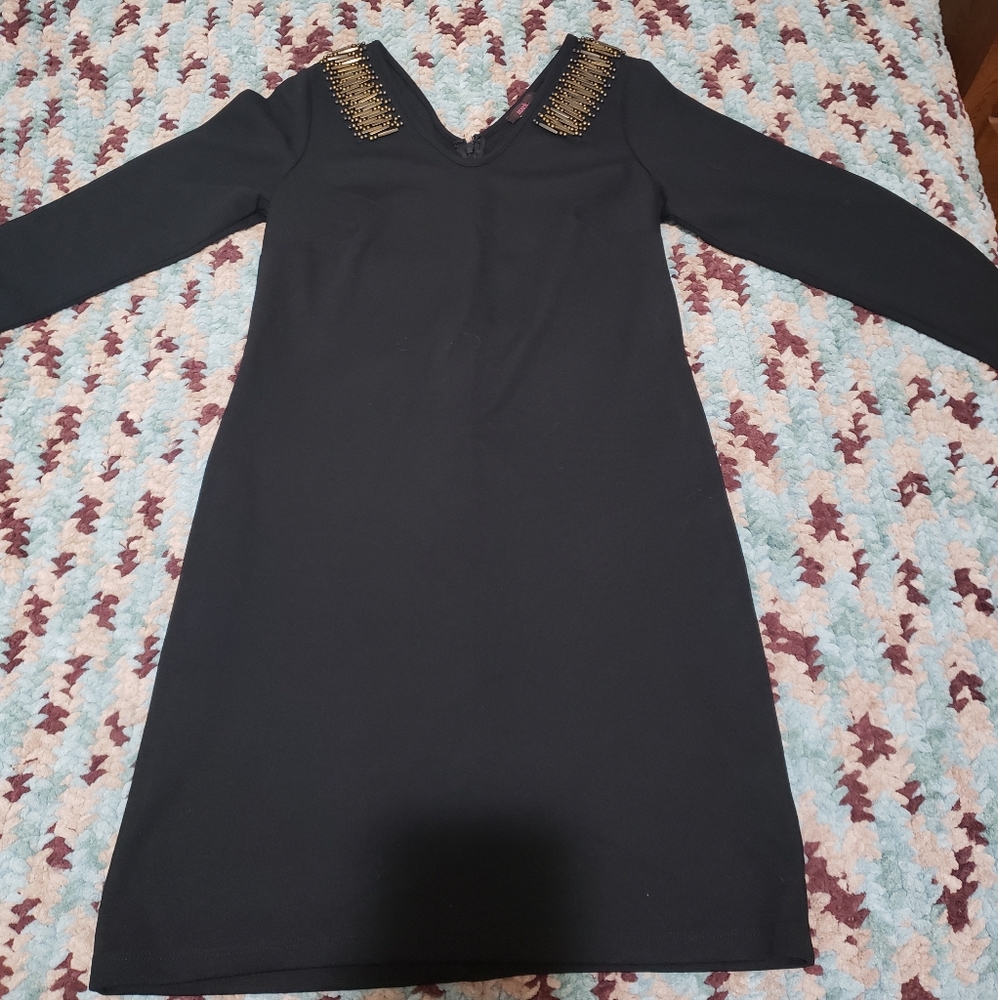 Mark. black midi dress